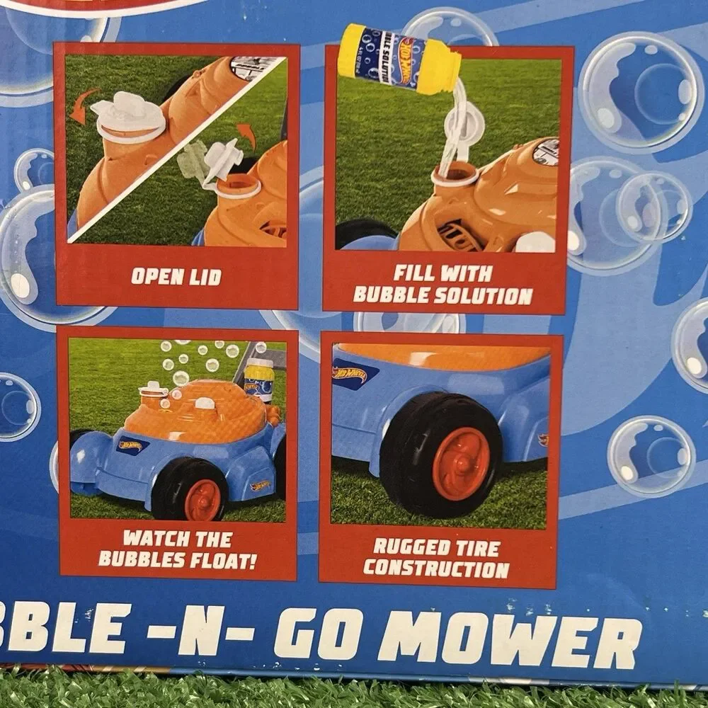 Hot Wheels Bubble Lawn Mower Toddlers Summer Toy Indoor Outdoor‎ Garden Birthday